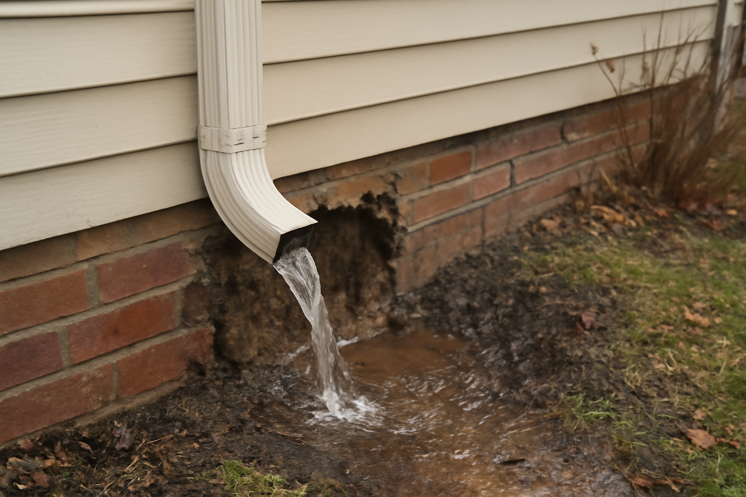 Downspout Failure Water Removal in Acton, MA