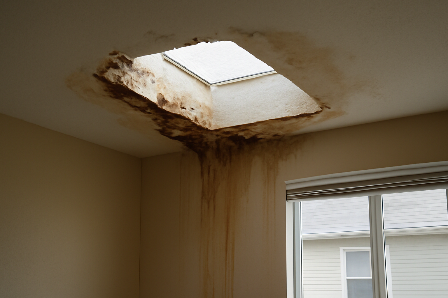 Skylight Leak Water Removal in Andover, MA